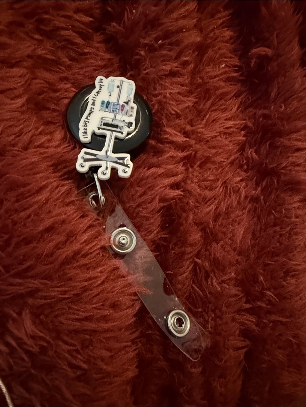 Nurse IV Pole Badge Reel with Clear Strap - Black & White